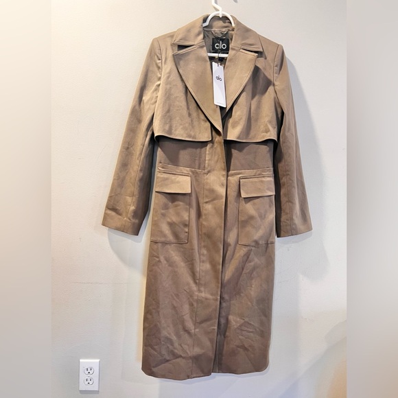 NWT Alo Yoga Formation Taupe Trench Coat Jacket Olive Tree Size Medium - Picture 3 of 10